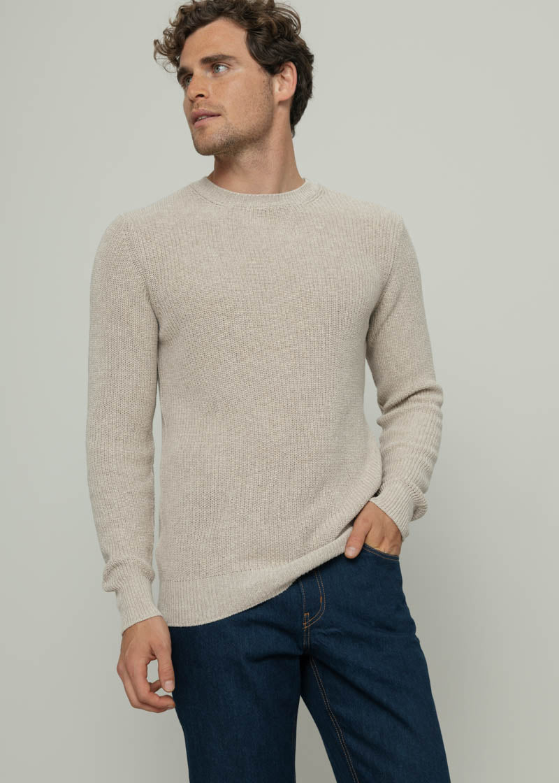 Beige Avena | Maglia Uomo Cotone Rigenerato Luca