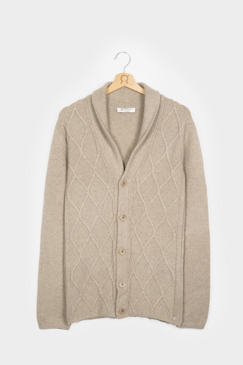 Beige Sabbia | Cardigan Uomo Lana Rigenerata Ambrogio