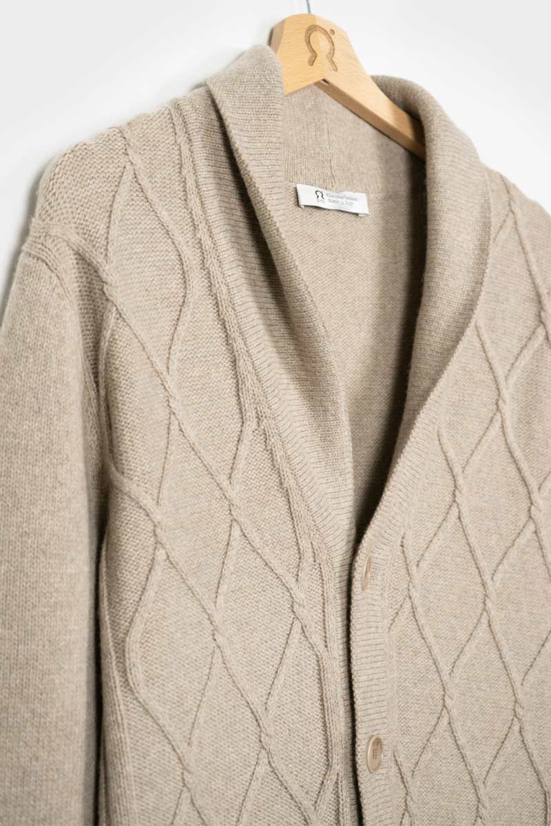 Beige Sabbia | Cardigan Uomo Lana Rigenerata Ambrogio