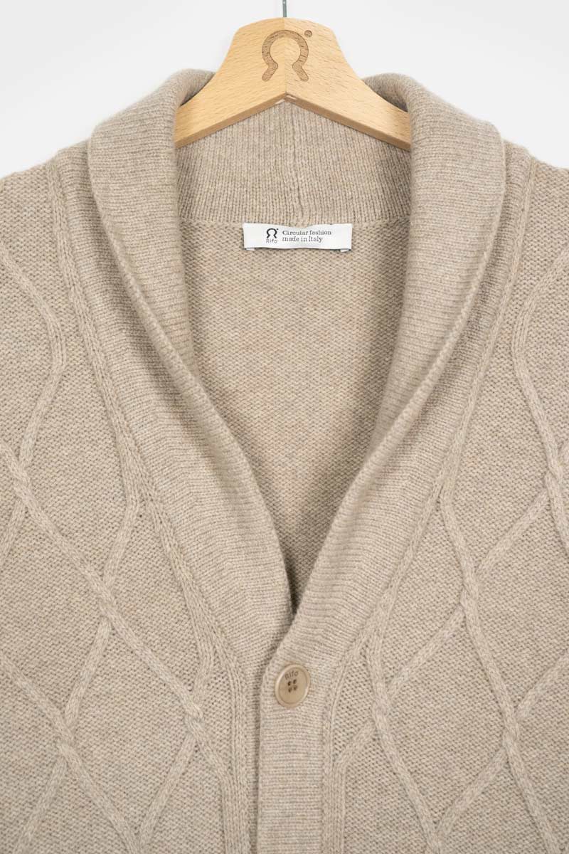 Beige Sabbia | Cardigan Uomo Lana Rigenerata Ambrogio