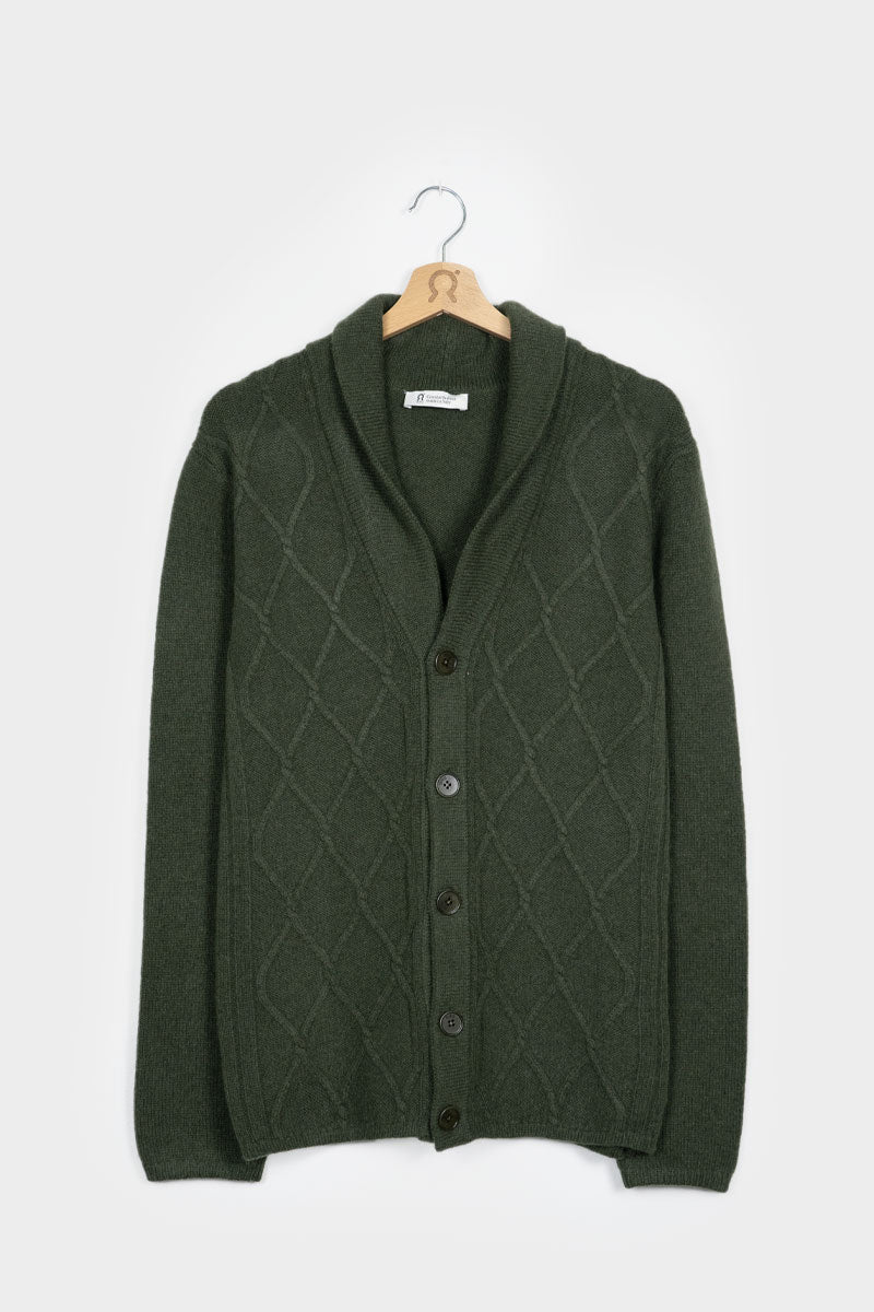 Verde Foresta | Cardigan Uomo Lana Rigenerata Ambrogio