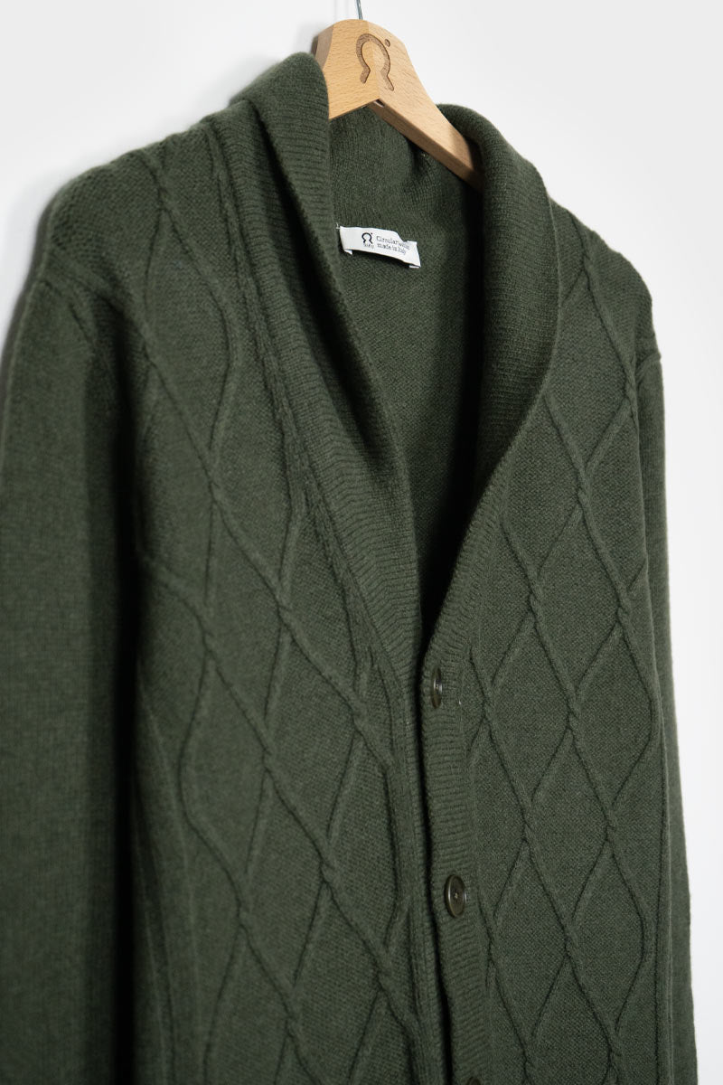 Verde Foresta | Cardigan Uomo Lana Rigenerata Ambrogio