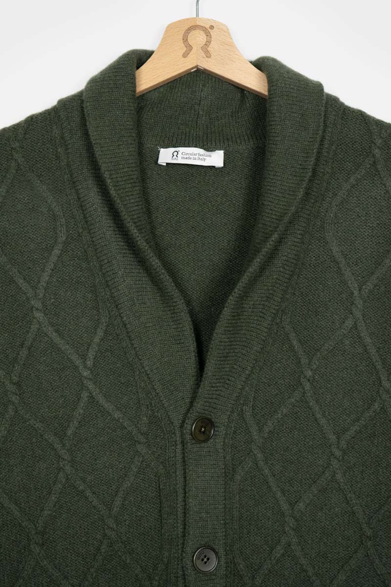 Verde Foresta | Cardigan Uomo Lana Rigenerata Ambrogio