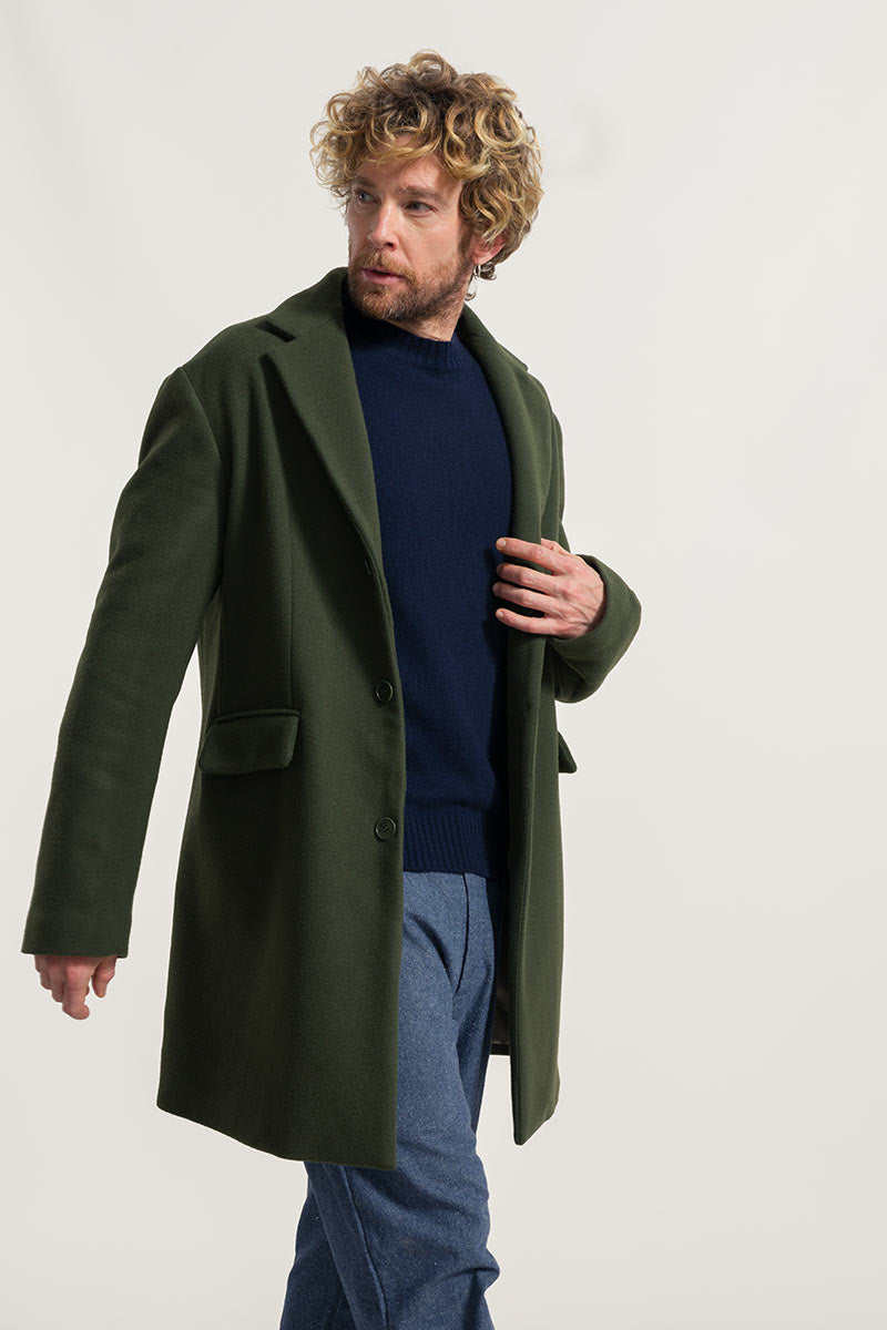 Long recycled wool coat - Man