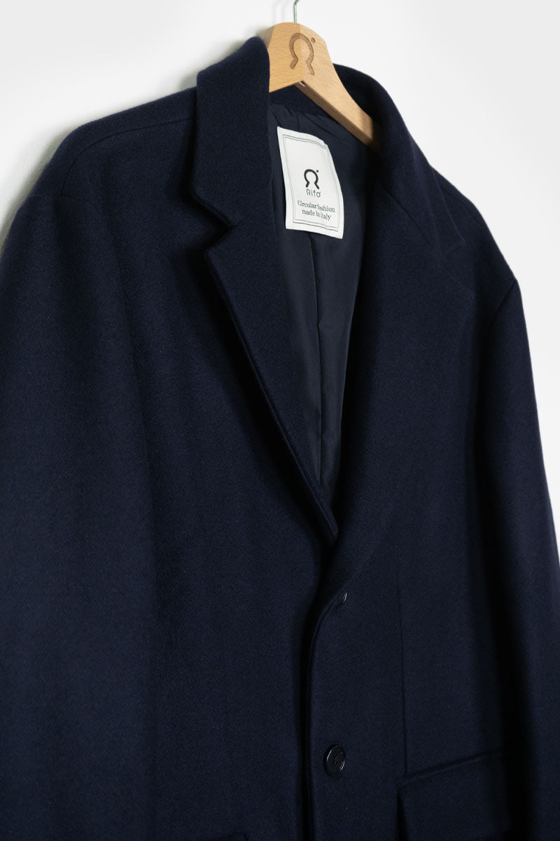 Blu Marina | Cappotto Uomo Lana Rigenerata Gilberto