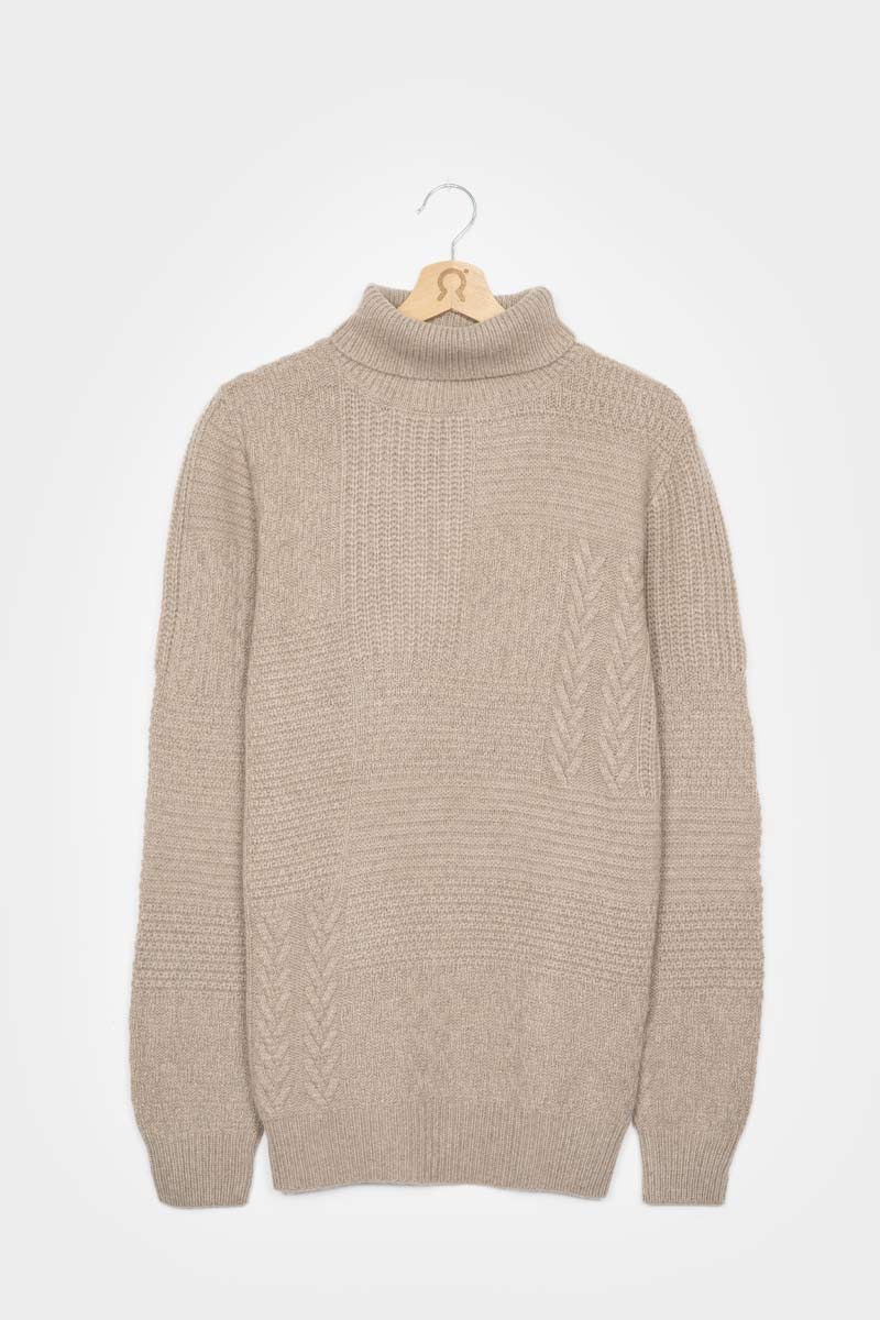 Beige Sabbia | Maglia Uomo Cashmere Rigenerato Bartolomeo