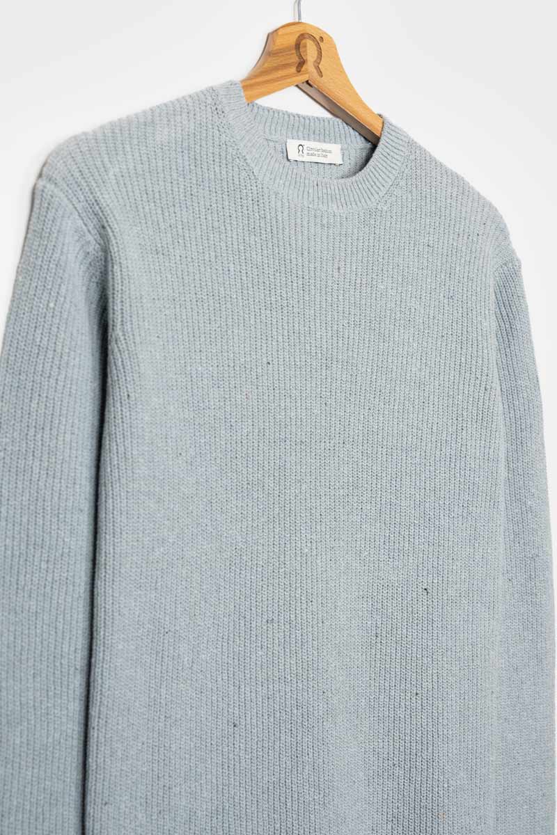 Azzurro Mediterraneo | Maglia Uomo Cotone Jeans Rigenerato Vittorio