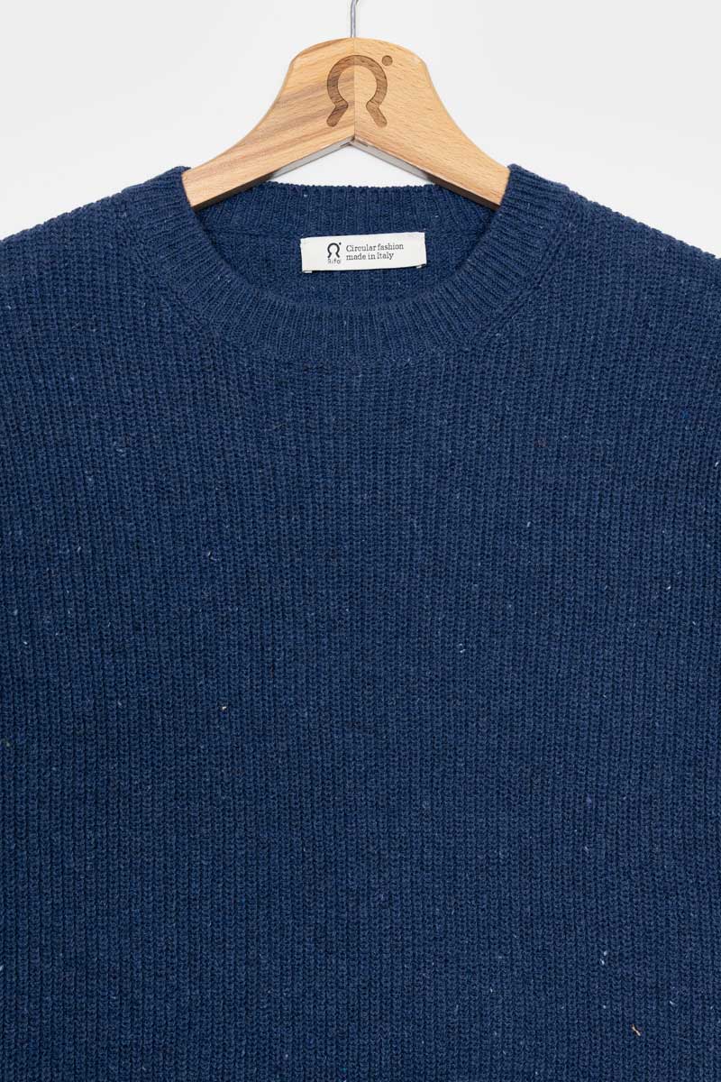 Blu Baltico | Maglia Uomo Cotone Jeans Rigenerato Vittorio