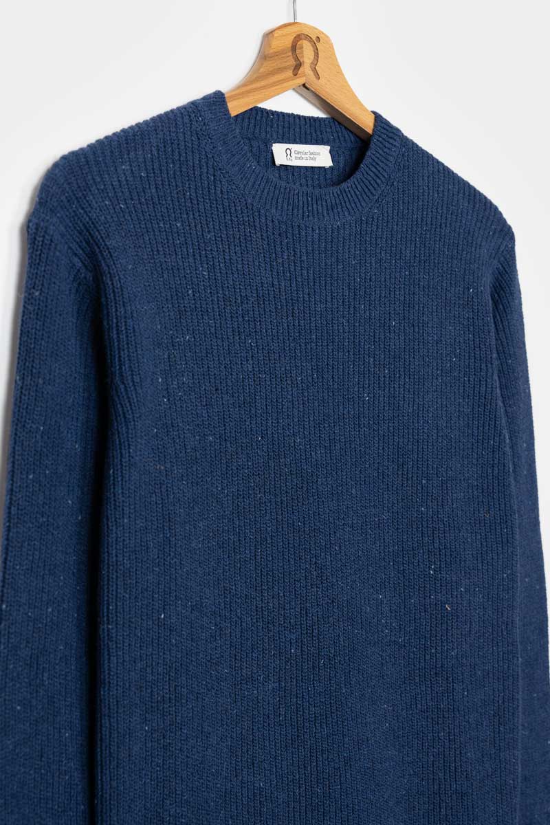 Blu Baltico | Maglia Uomo Cotone Jeans Rigenerato Vittorio