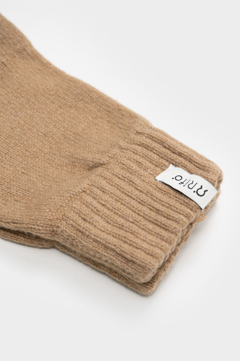 Beige Sughero | Guanti Cashmere Rigenerato Uomo