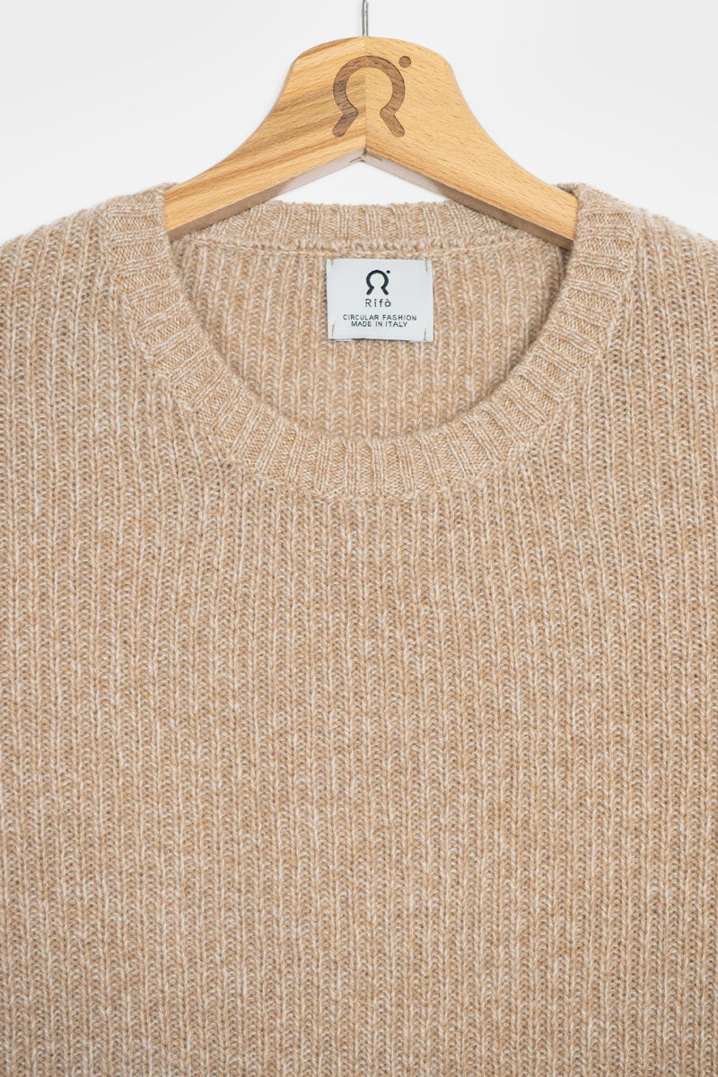 Mouline Beige Camomilla | Maglia Uomo Cashmere Rigenerato Carlo