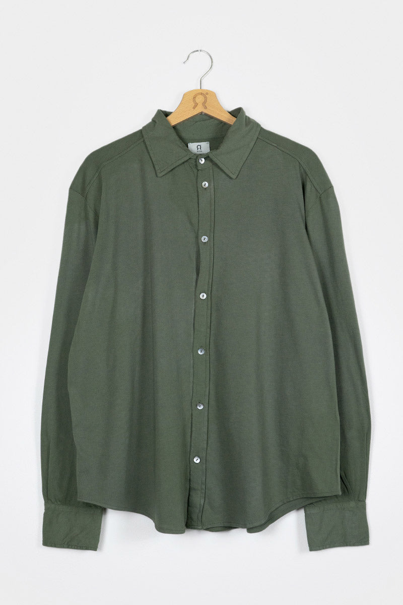 Verde Olivo | Camicia Jersey Cotone Rigenerato