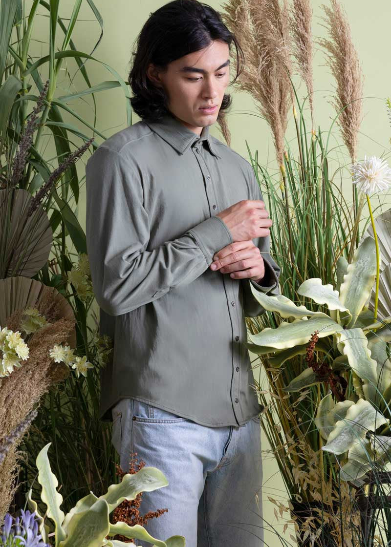 Verde Olivo | Camicia Jersey Cotone Rigenerato