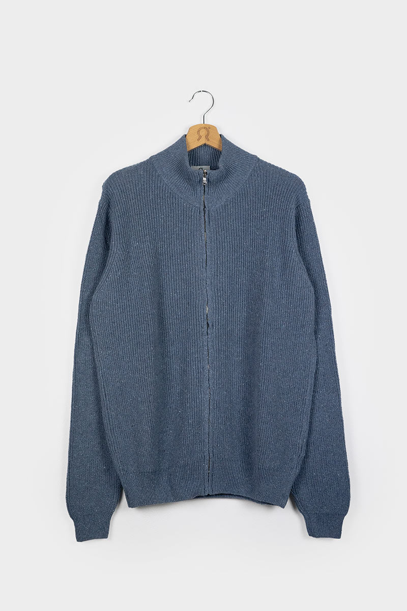 Blu Atlantico | Cardigan zip uomo cotone rigenerato