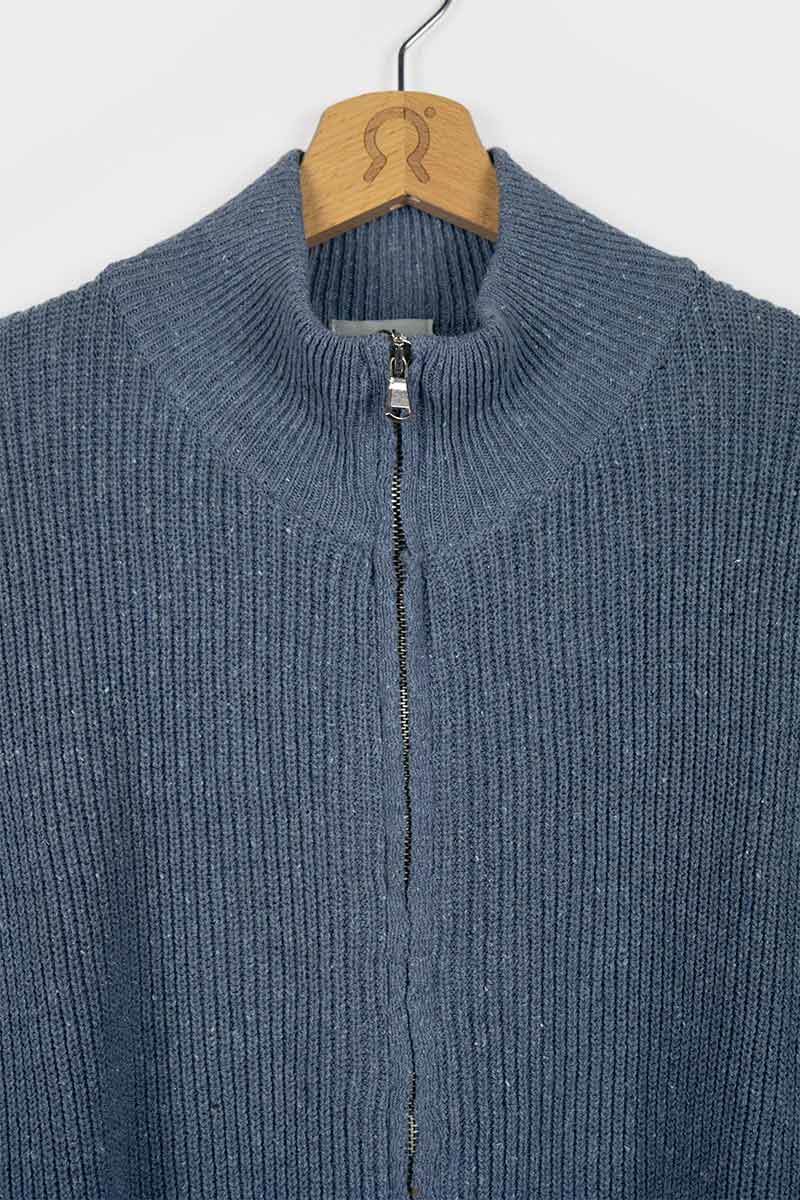 Blu Atlantico | Cardigan zip uomo cotone rigenerato