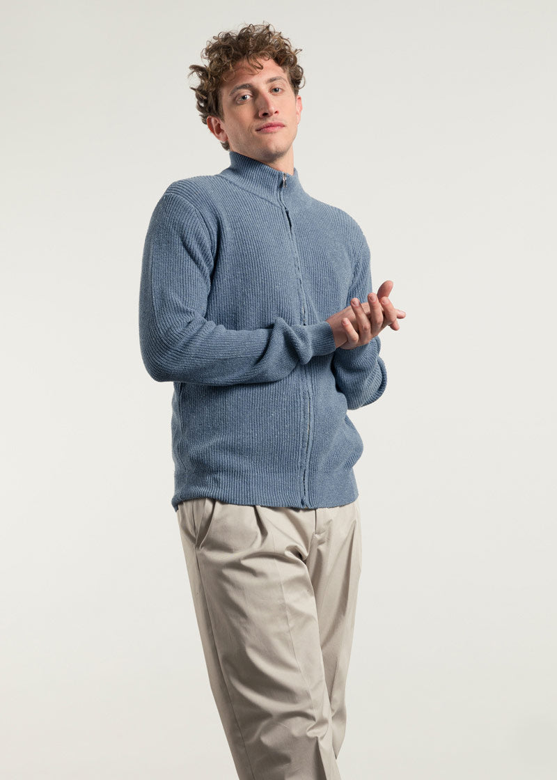 Blu Atlantico | Cardigan zip uomo cotone rigenerato