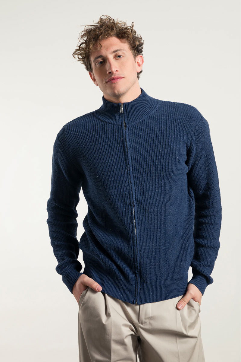 Rifò DUCCIO Cardigan Uomo Cotone Jeans Rigenerato