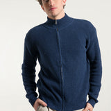 Blu Baltico | Cardigan zip uomo cotone rigenerato