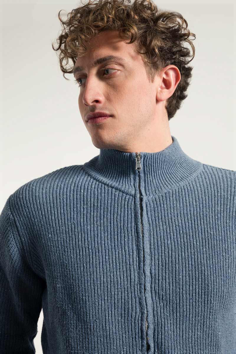 Blu Atlantico | Cardigan zip uomo cotone rigenerato