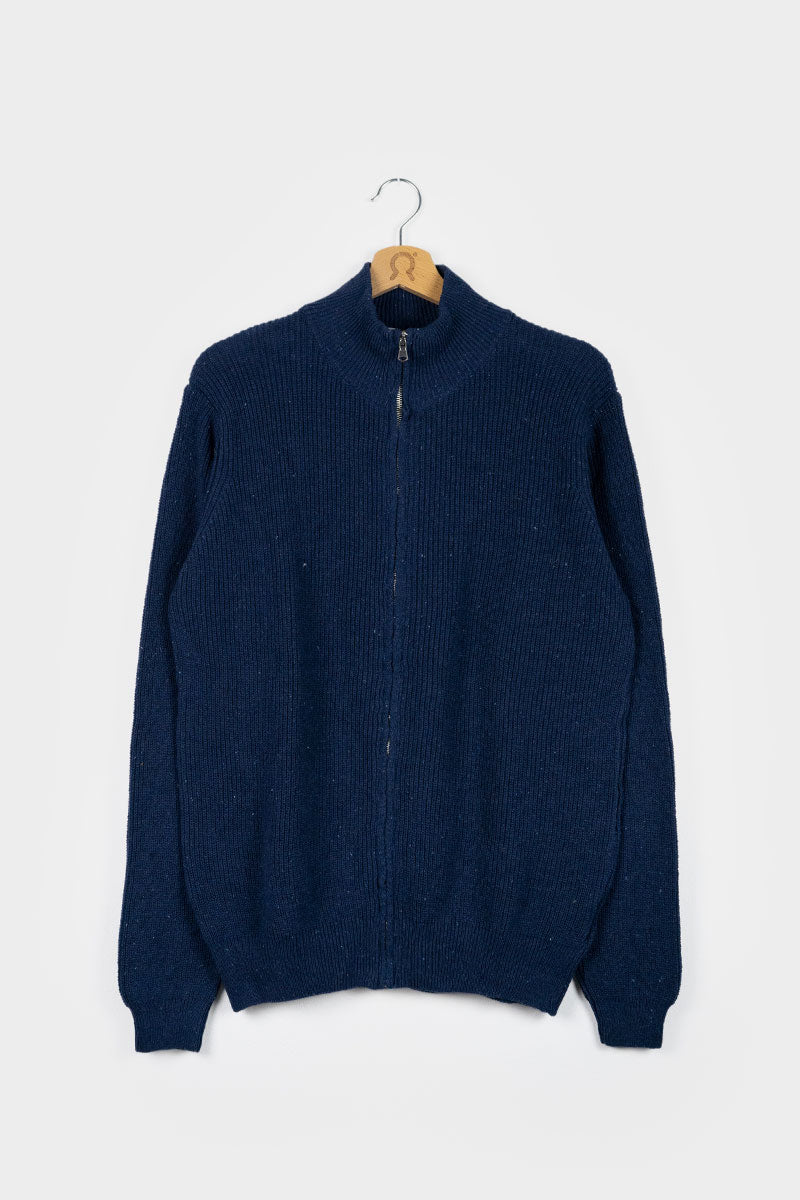 Blu Baltico | Cardigan zip uomo cotone rigenerato