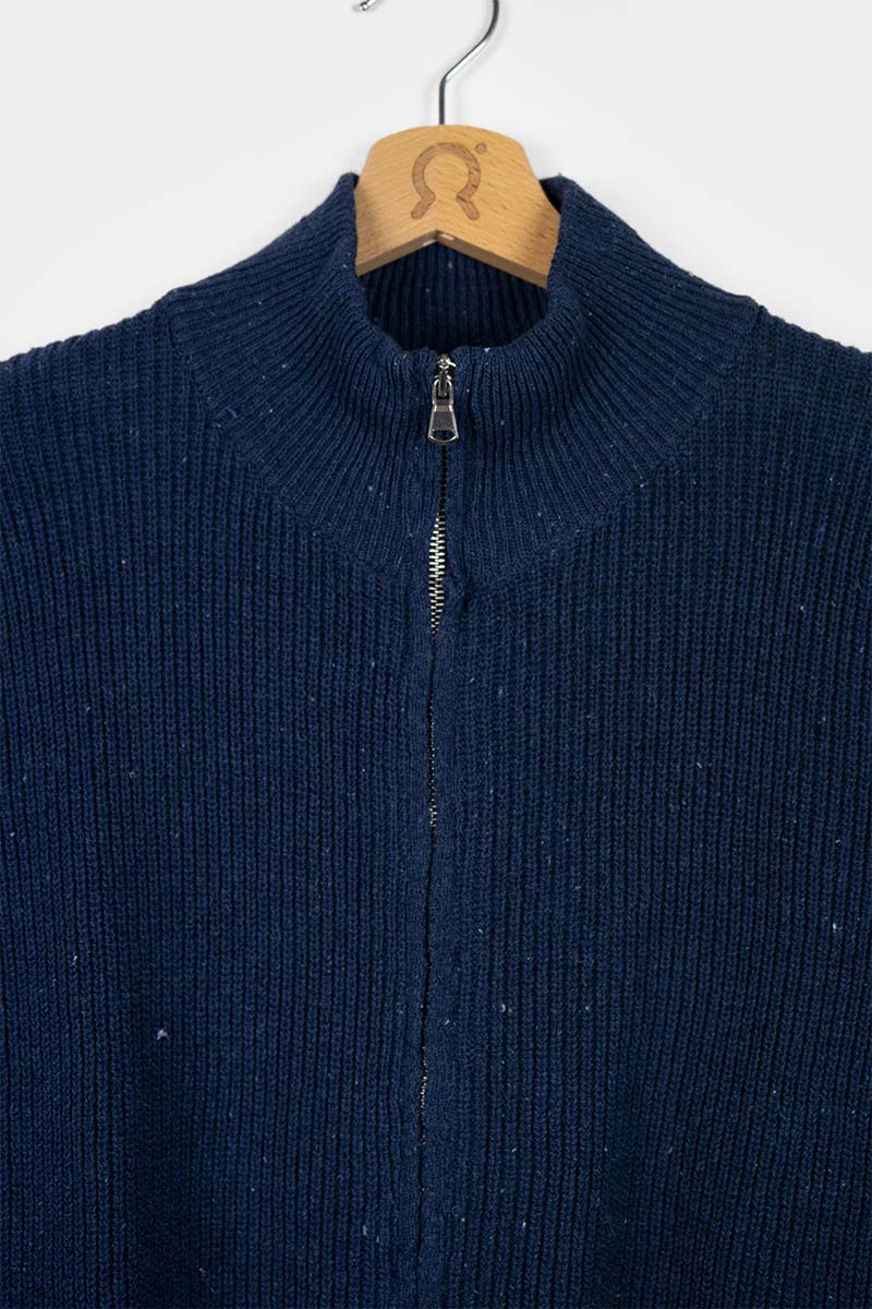 Blu Baltico | Cardigan zip uomo cotone rigenerato