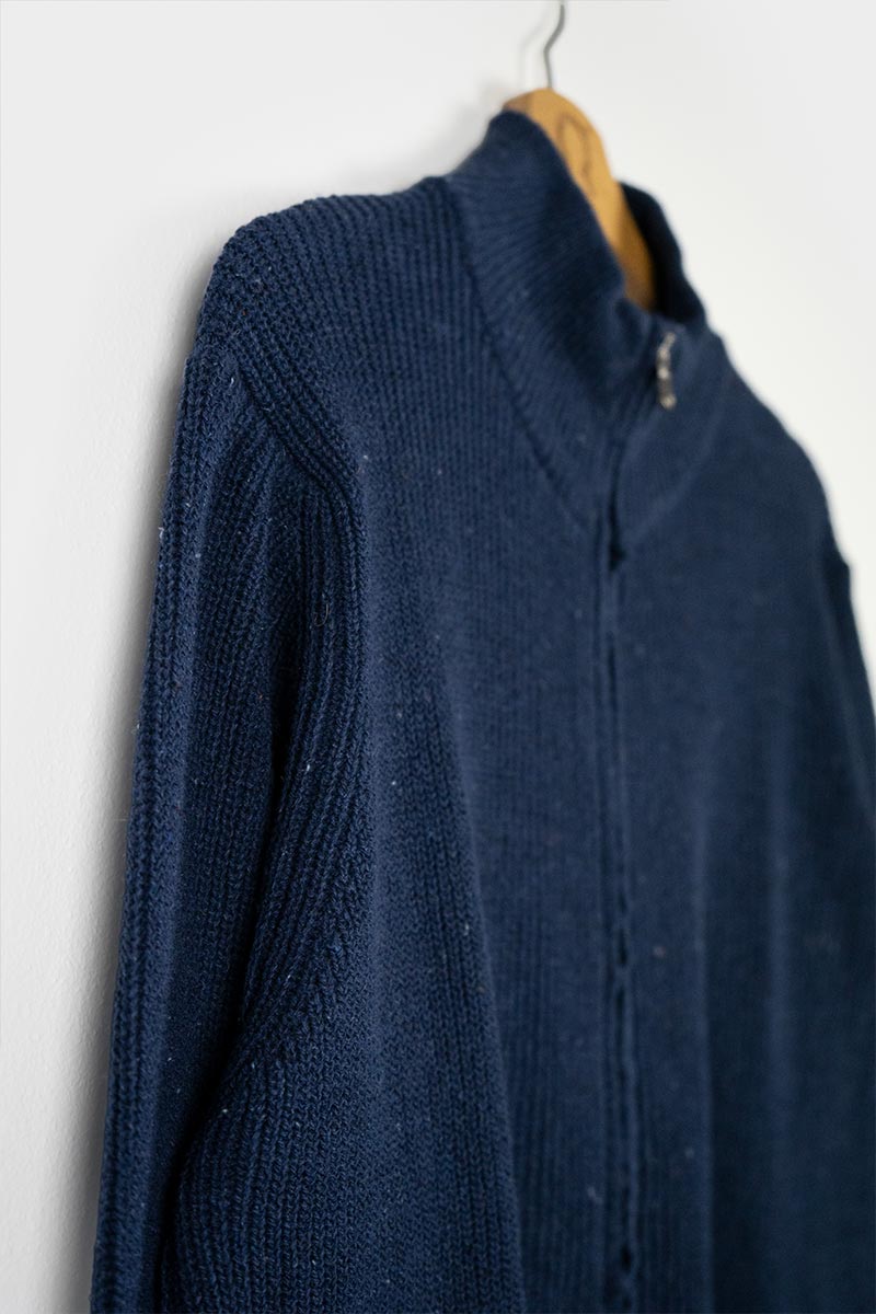 Blu Baltico | Cardigan zip uomo cotone rigenerato