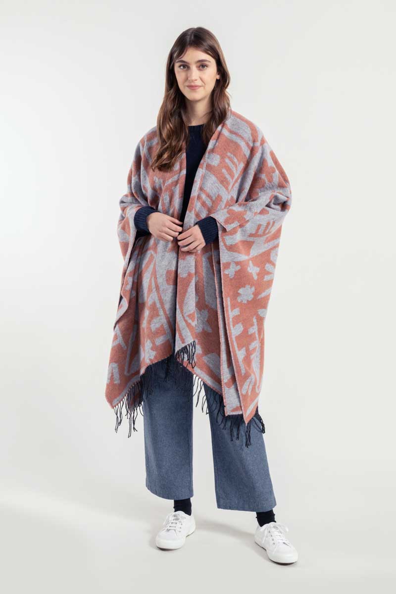 Mantella Poncho Cotone Donna Creek Violetto - Moda Sostenibile Rifò
