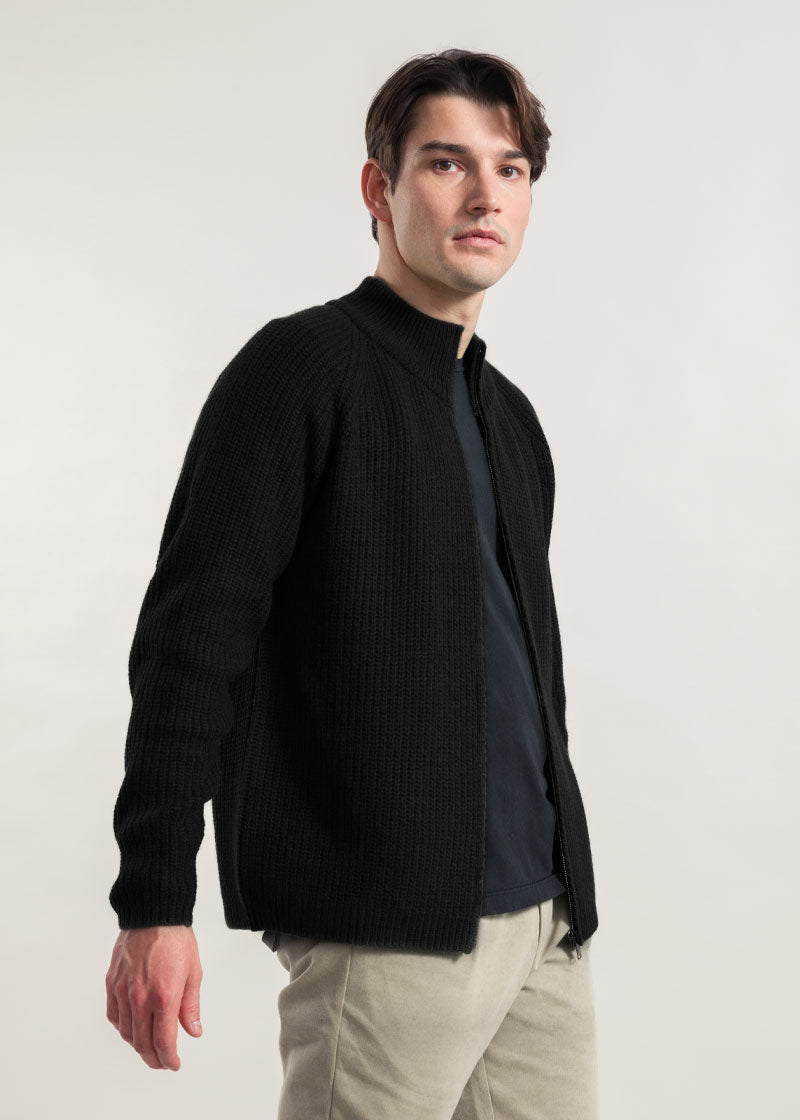 Nero Ardesia | Cardigan Uomo Cashmere Rigenerato Ippolito