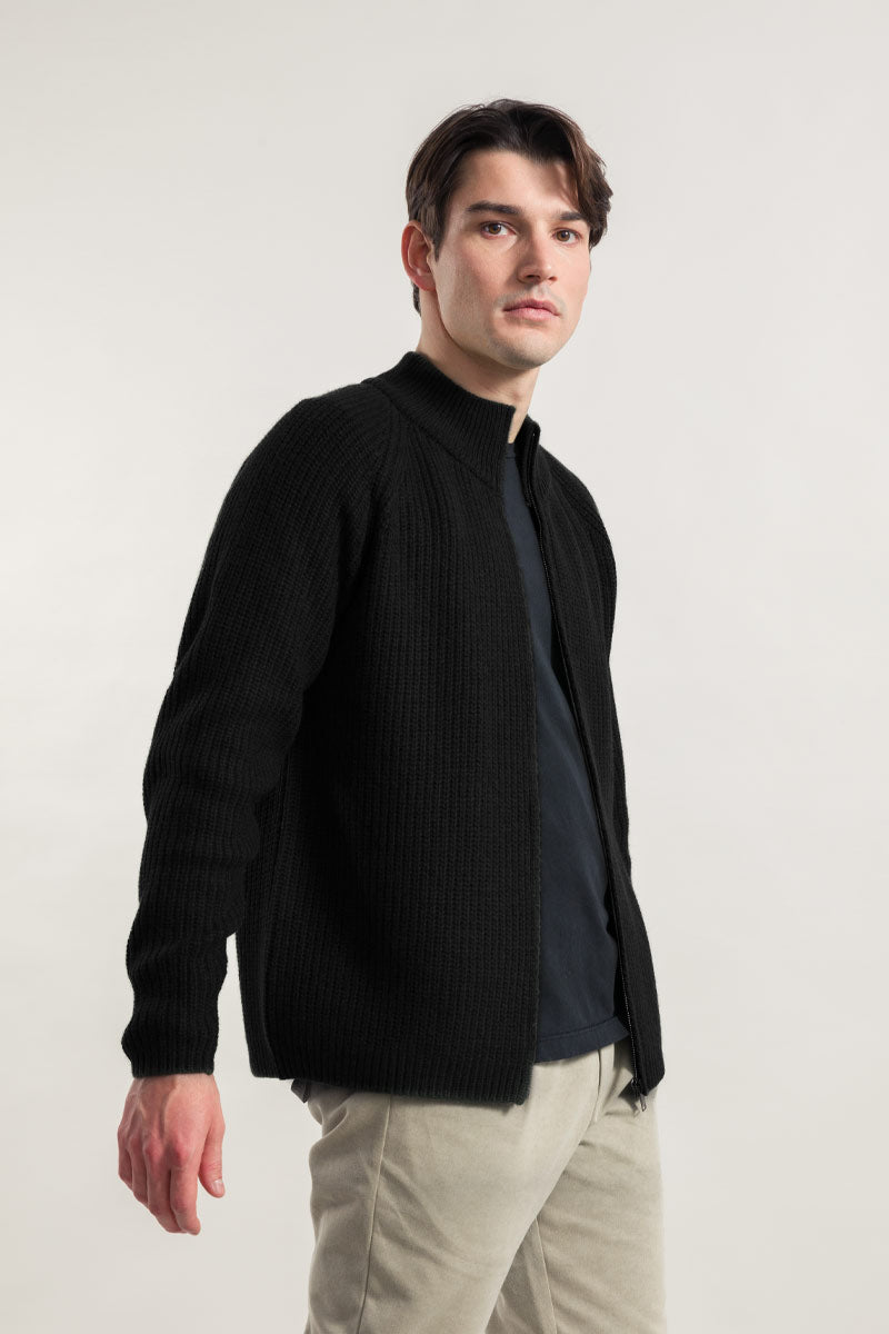 Cardigan Uomo Cashmere Rigenerato Ippolito Nero - Moda Etica Rifò