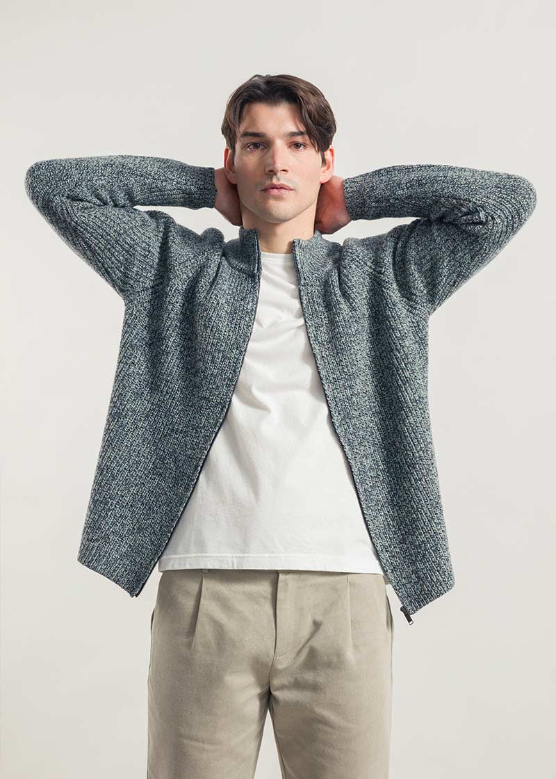 Chanteclaire Grigio Grafite | Cardigan Uomo Cashmere Rigenerato Ippolito