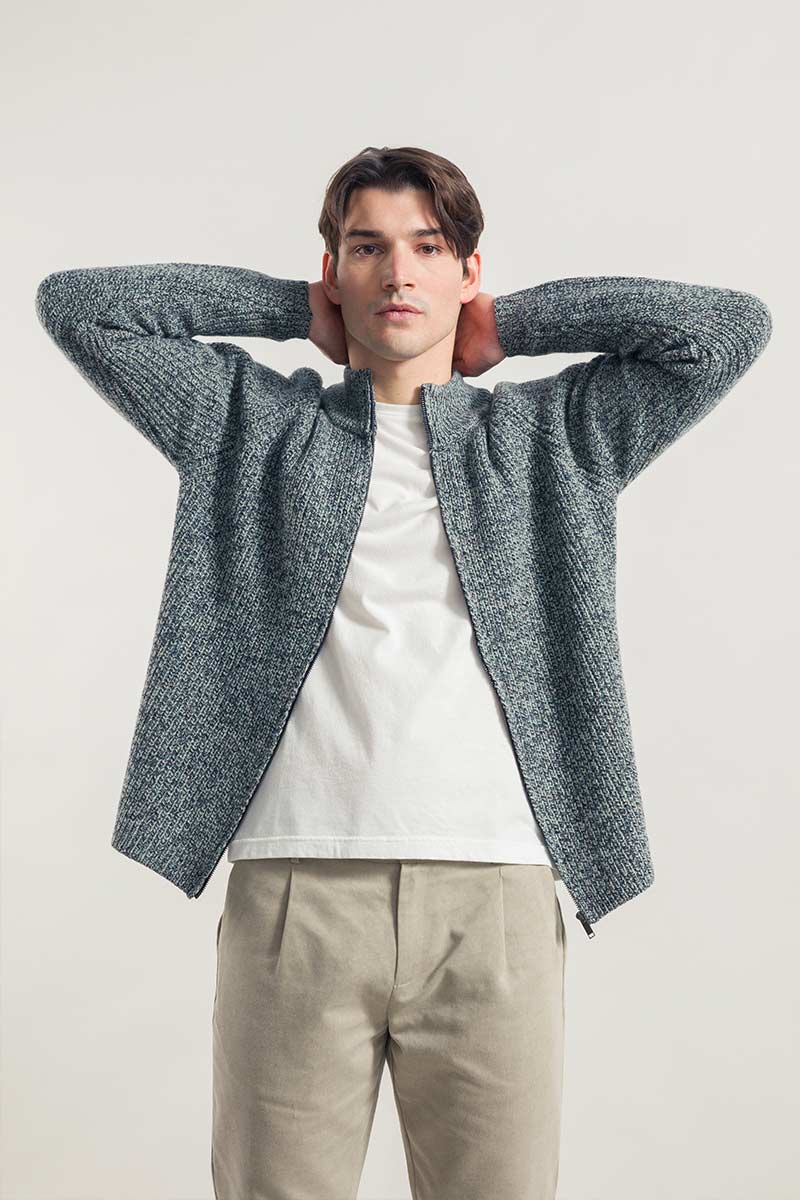 Chanteclaire Grigio Grafite | Cardigan Uomo Cashmere Rigenerato Ippolito