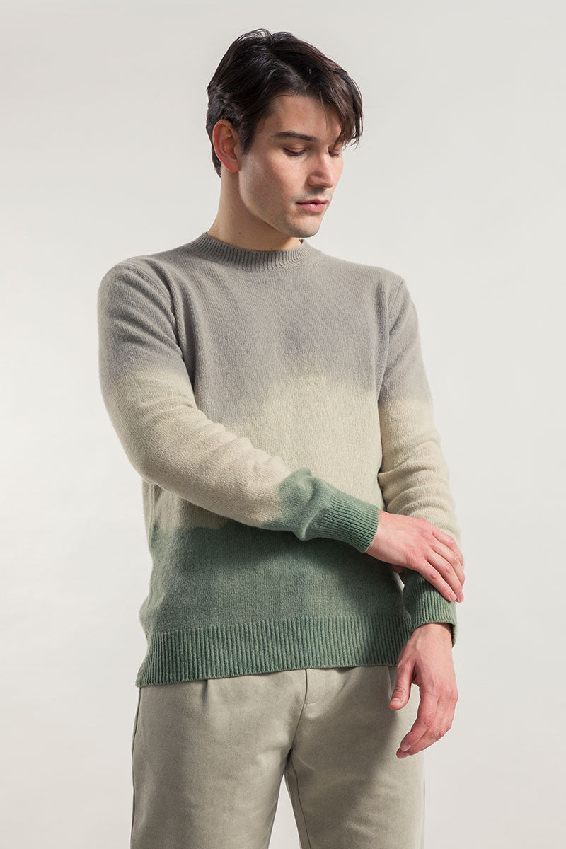 Grigio-Verde | Maglia Uomo Cashmere Rigenerato Folco