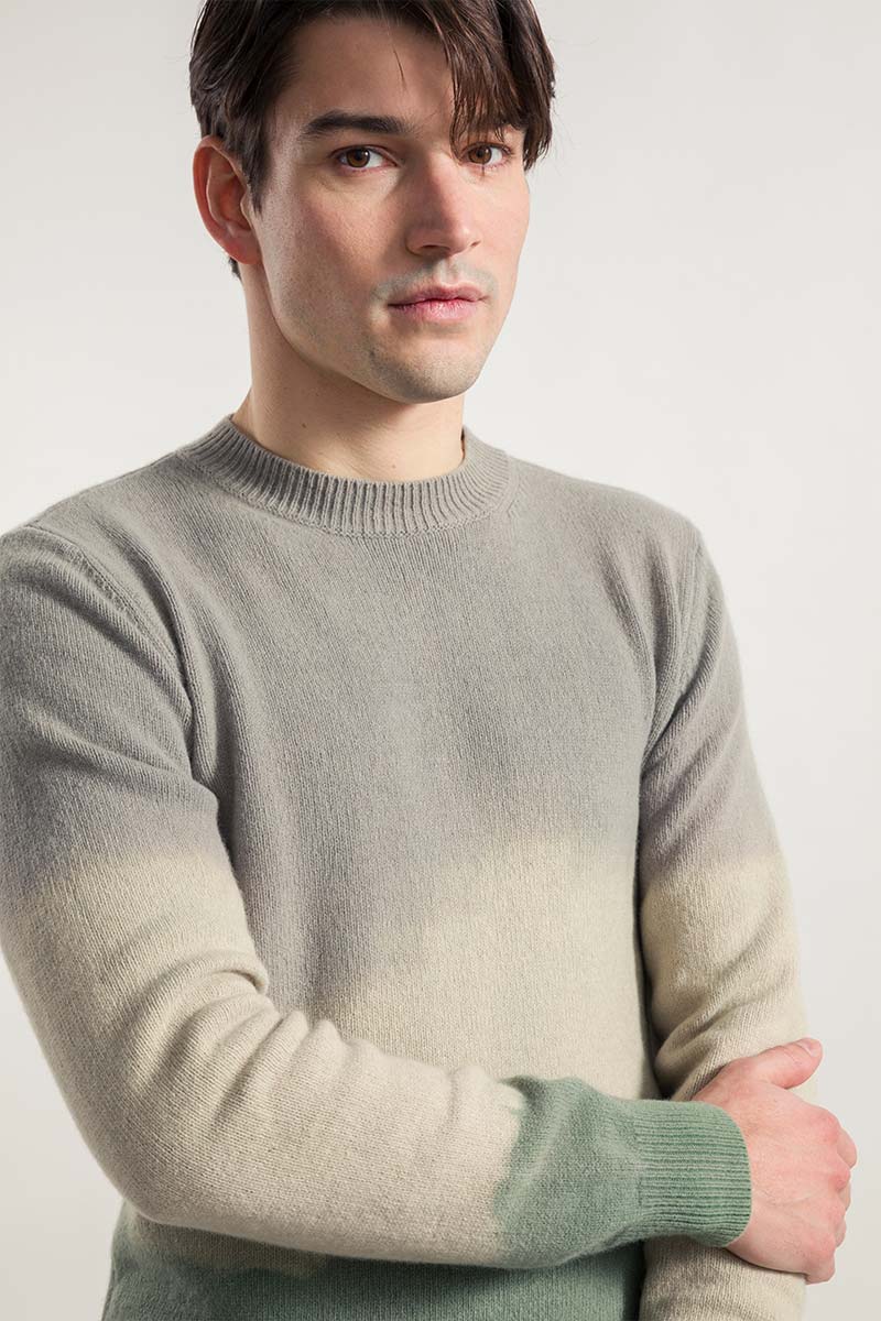 Grigio-Verde | Maglia Uomo Cashmere Rigenerato Folco