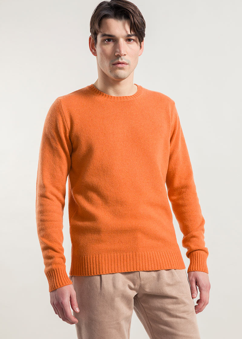 Arancio Becco D'oca | Maglione Uomo paricollo cashmere rigenerato