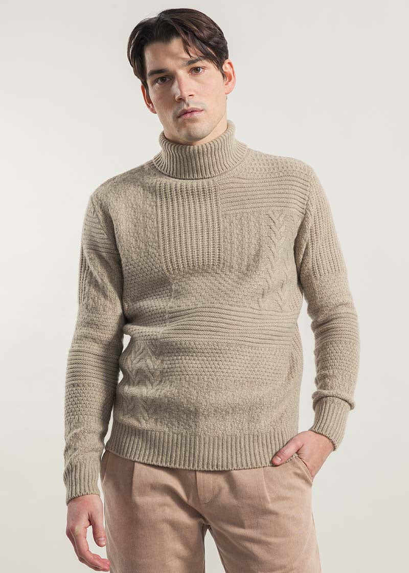 Beige Sabbia | Maglia Uomo Cashmere Rigenerato Bartolomeo