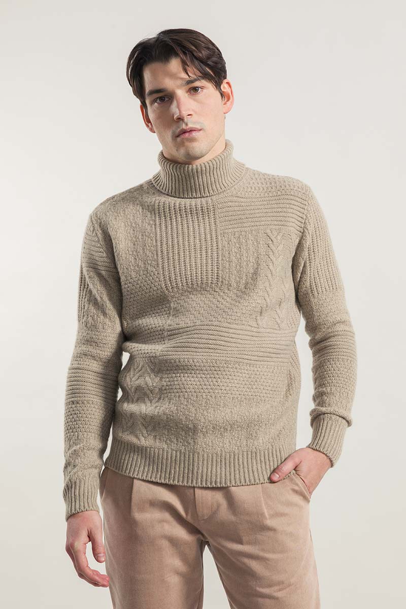 Beige Sabbia | Maglia Uomo Cashmere Rigenerato Bartolomeo