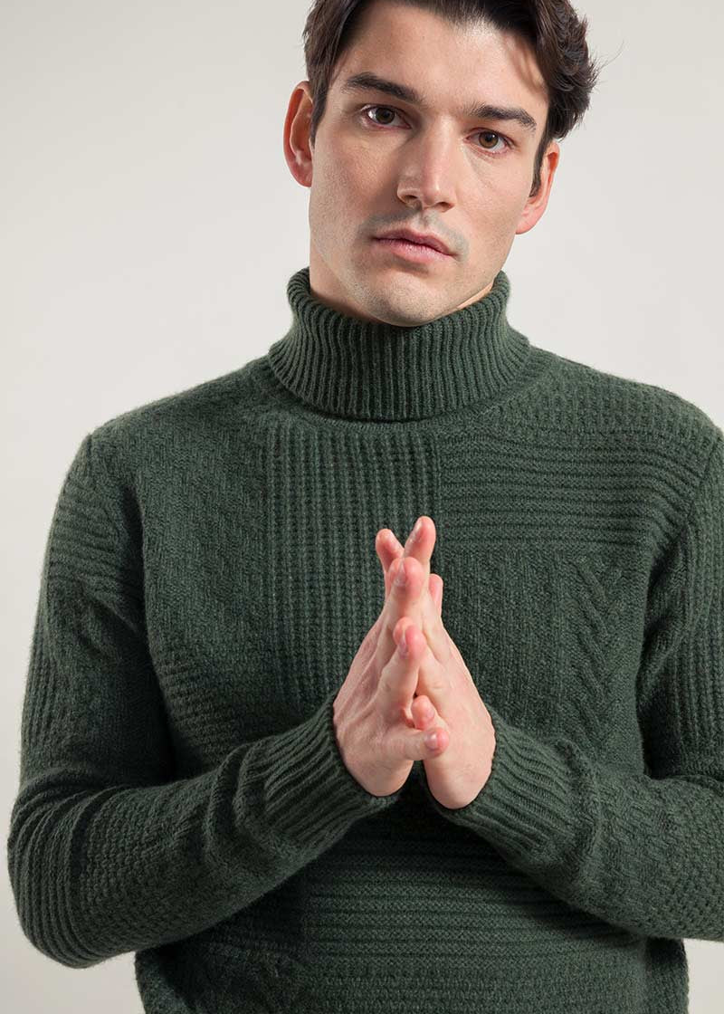 Verde Foresta | Maglia Uomo Cashmere Rigenerato Bartolomeo