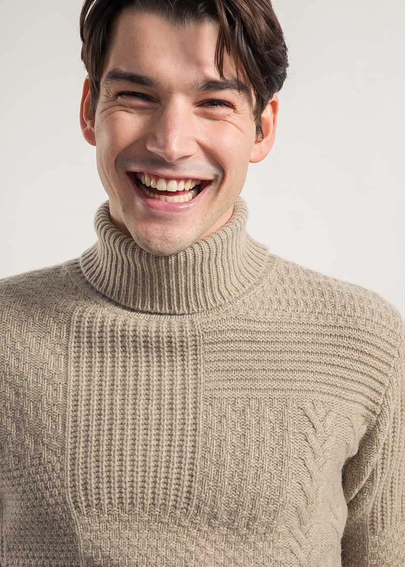 Beige Sabbia | Maglia Uomo Cashmere Rigenerato Bartolomeo