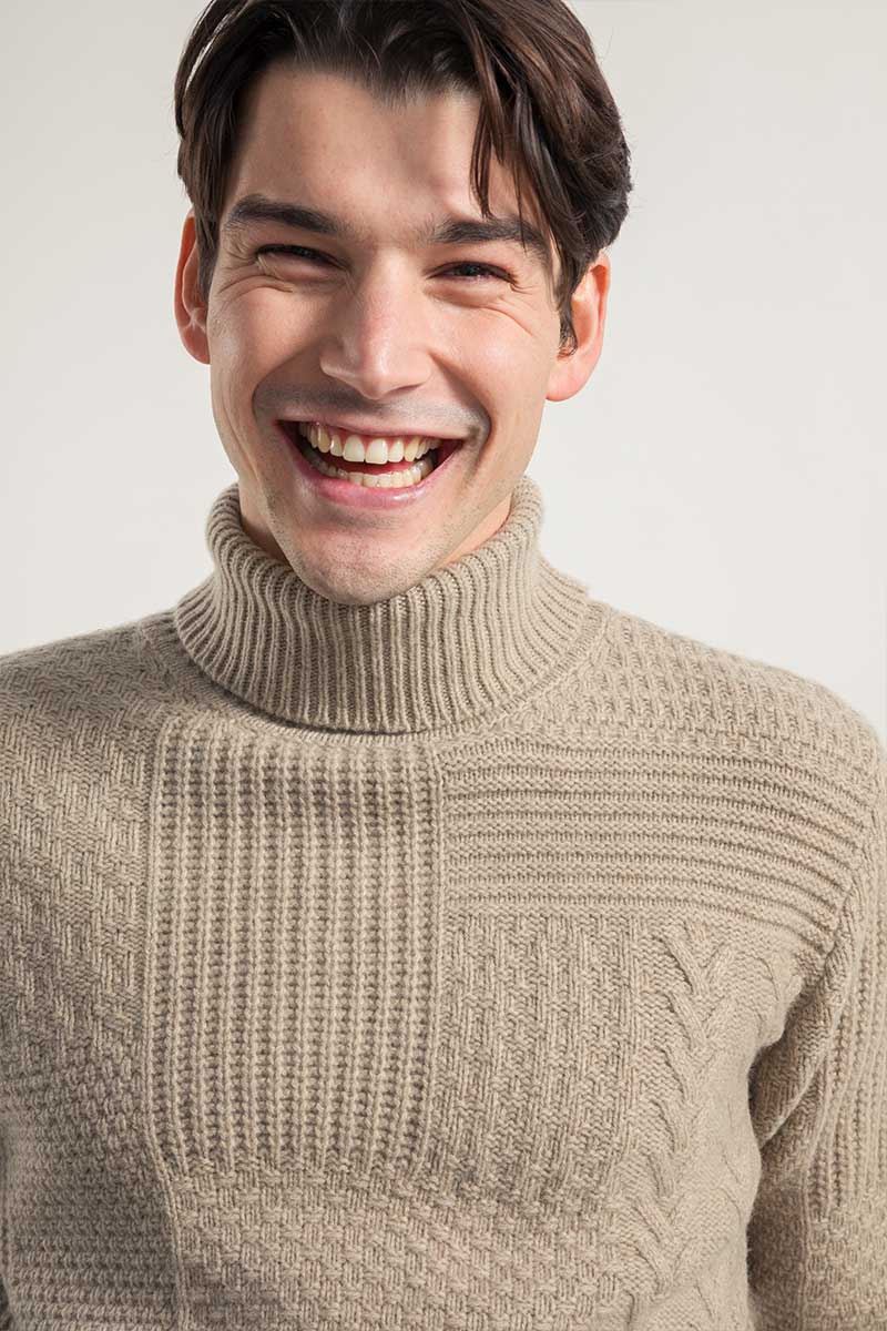 Beige Sabbia | Maglia Uomo Cashmere Rigenerato Bartolomeo