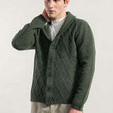 Verde Foresta | Cardigan Uomo Lana Rigenerata Ambrogio