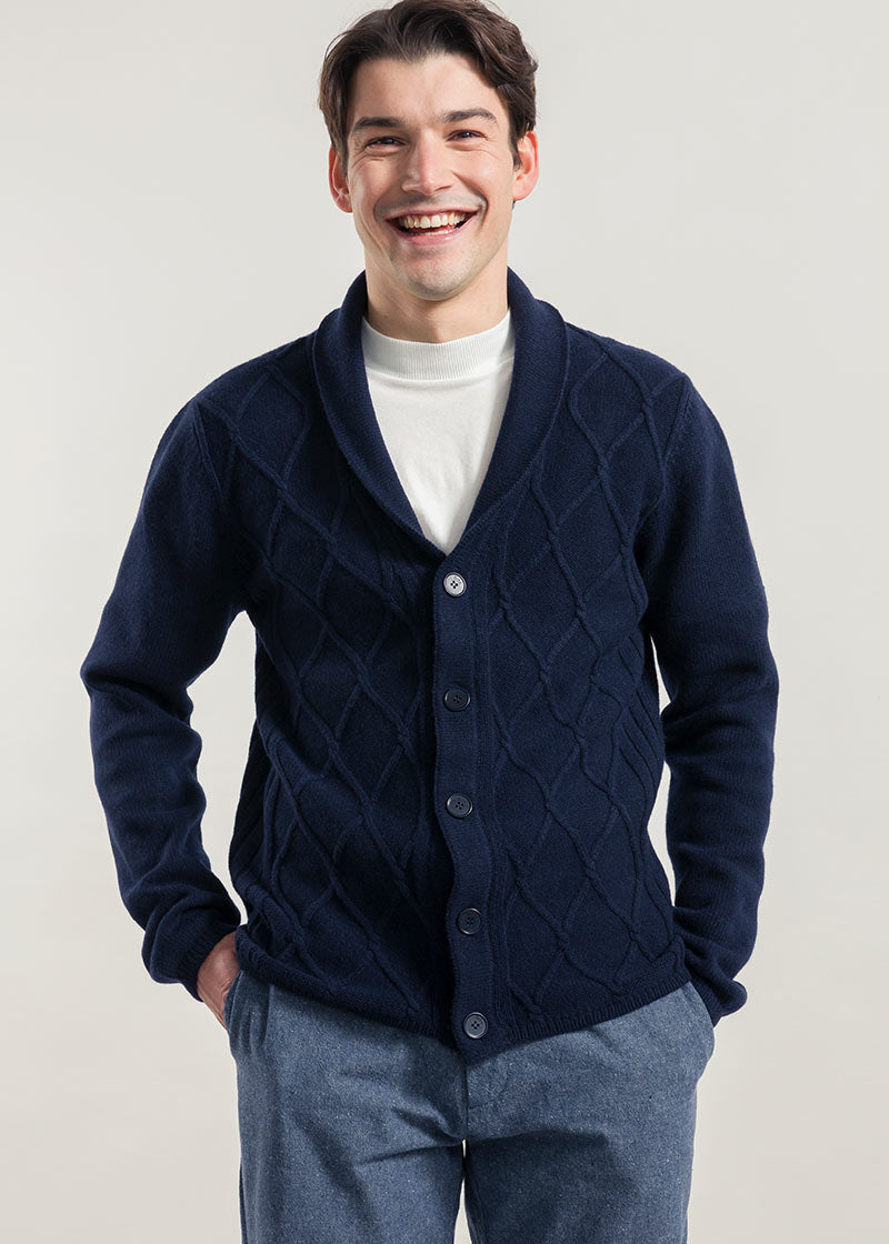 Blu Mora | Cardigan Uomo Lana Rigenerata Ambrogio