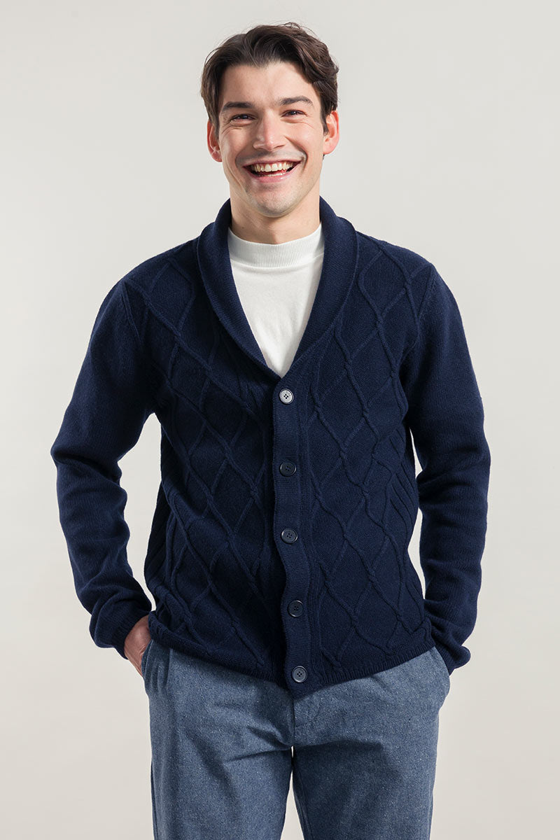 Blu Mora | Cardigan Uomo Lana Rigenerata Ambrogio