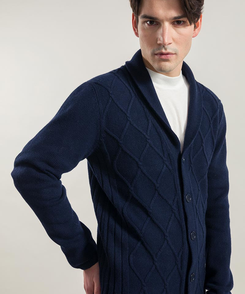 Blu Mora | Cardigan Uomo Lana Rigenerata Ambrogio