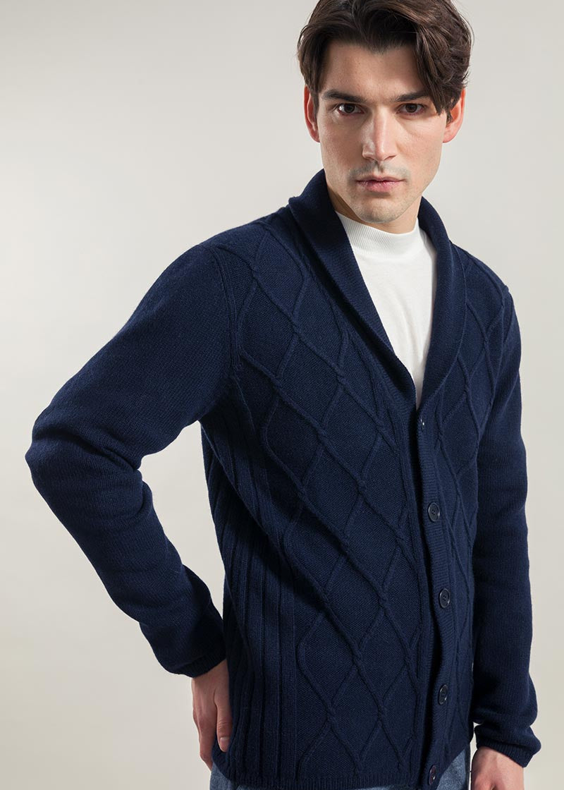 Blu Mora | Cardigan Uomo Lana Rigenerata Ambrogio