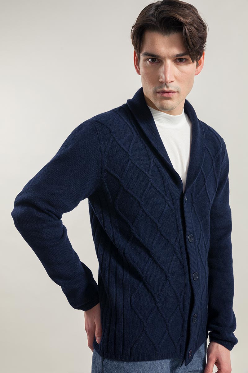 Blu Mora | Cardigan Uomo Lana Rigenerata Ambrogio