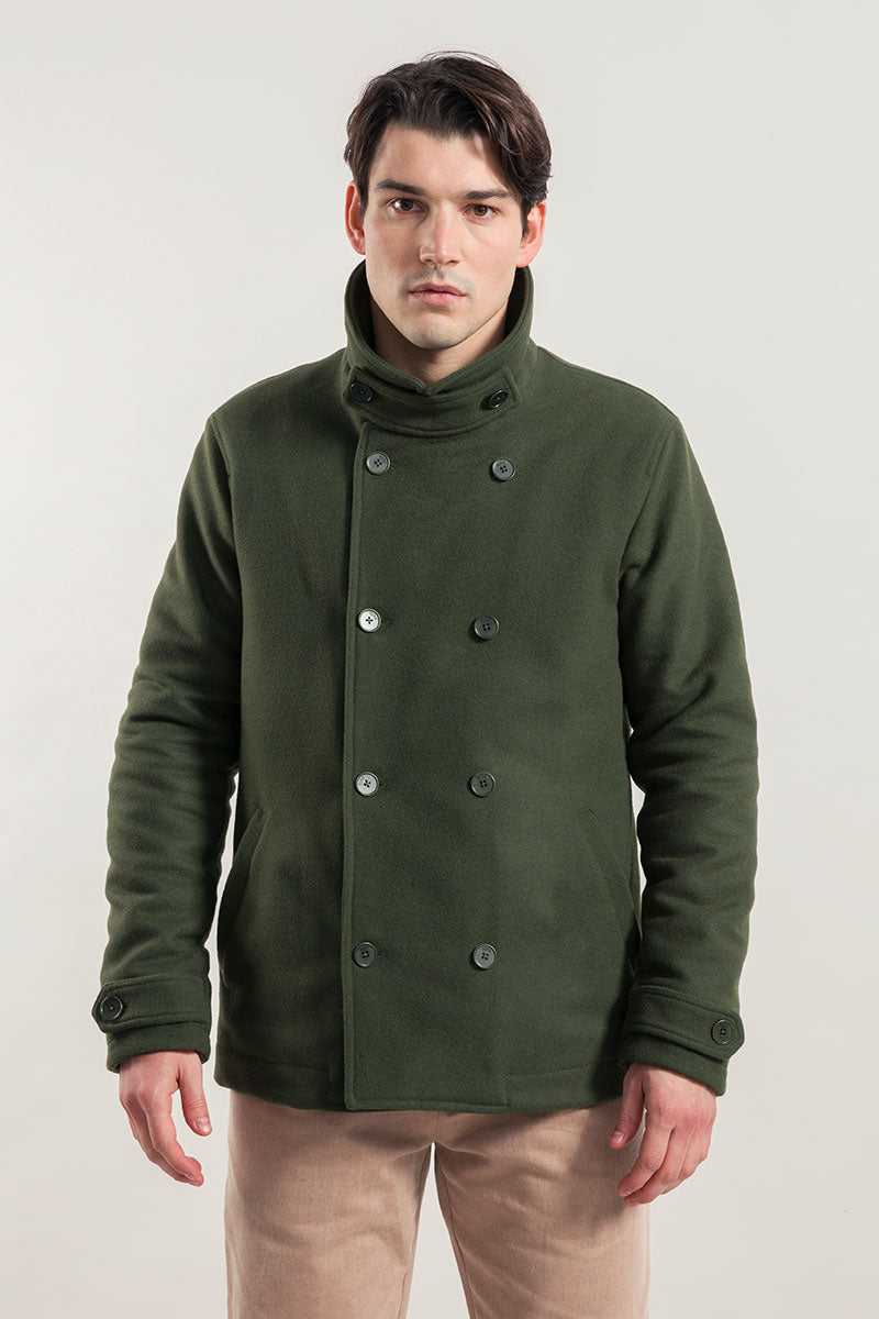 Verde Felce | Cappotto uomo peacot lana rigenerata