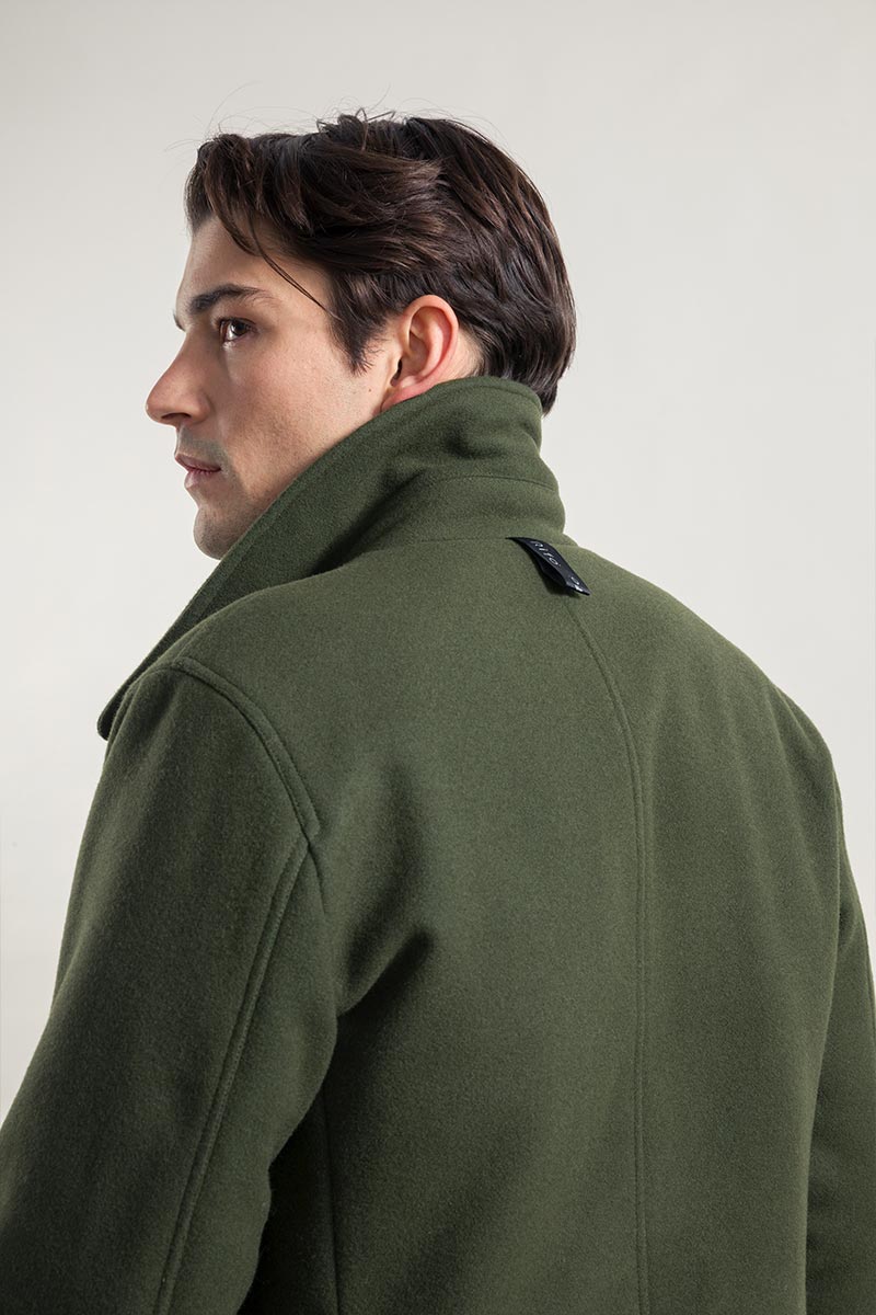 Verde Felce | Cappotto uomo peacot lana rigenerata