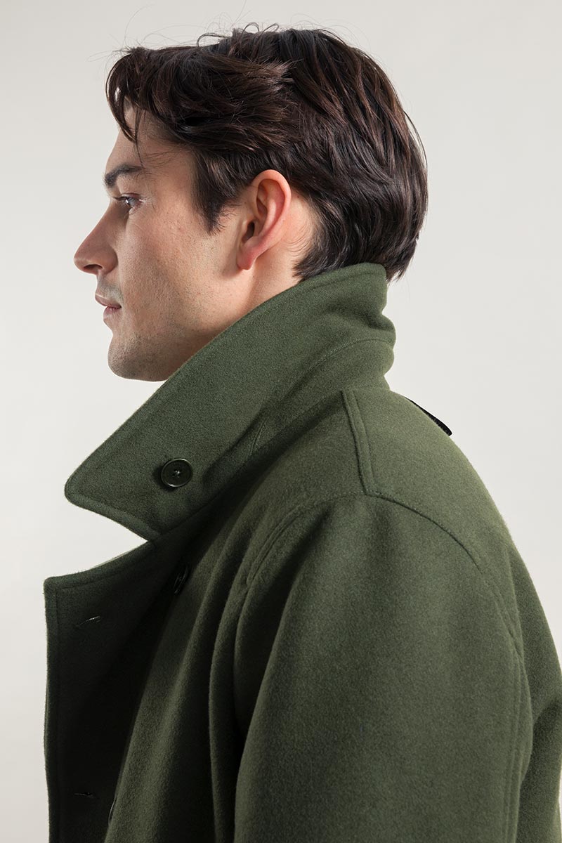 Verde Felce | Cappotto uomo peacot lana rigenerata