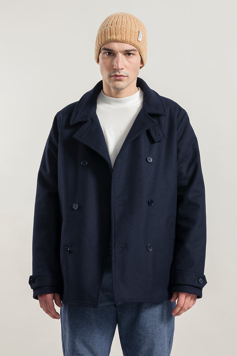 Giacca Peacoat Uomo Lana Rigenerata Achab Blu Rifò