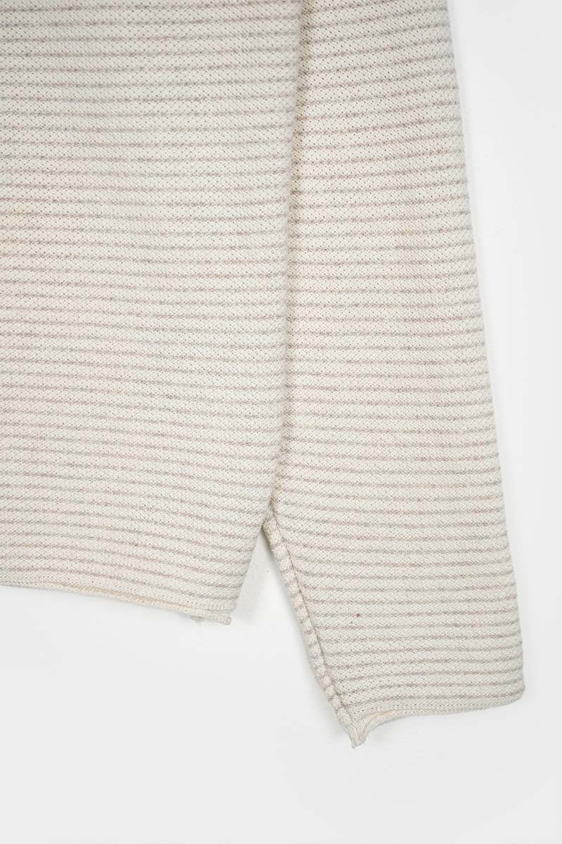 Bianco Burro + Beige Avena | Maglia Uomo Cotone Rigenerato Noa